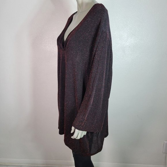 Catherines Top Plus Size 4X 30/32W Red Metallic Lightweight Stretch Casual Red - Picture 4 of 6